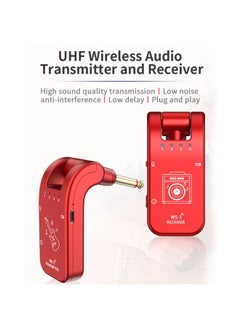 Thoraya UHF 4 Channels Wireless Guitar System Transmitter and Receiver 800MHz-900MHz Plug and Play 282-degree Rotation 6.35mm Audio Interface Electric Music Instrument System  - Image 1