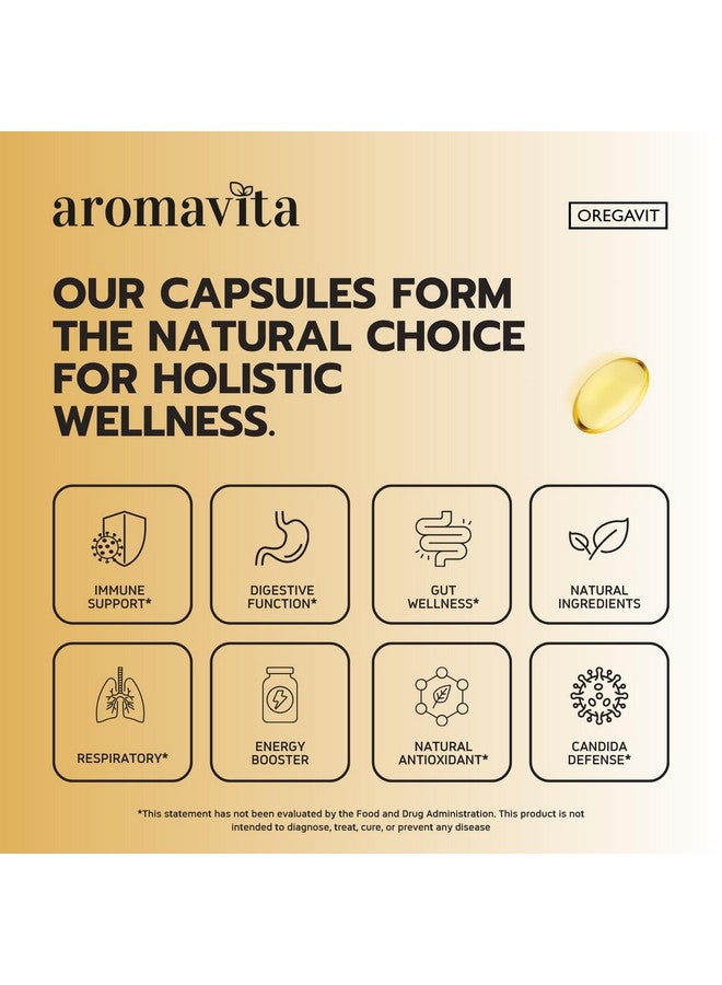 AROMAVITA Vegan Wild Oregano Oil Capsules Organic, 86-90% Carvacrol - 125mg Oil of Oregano per Softgel - Immune and Digestive Support, Natural Antioxidant, Vegan, Non GMO, 120 Capsules - Image 4