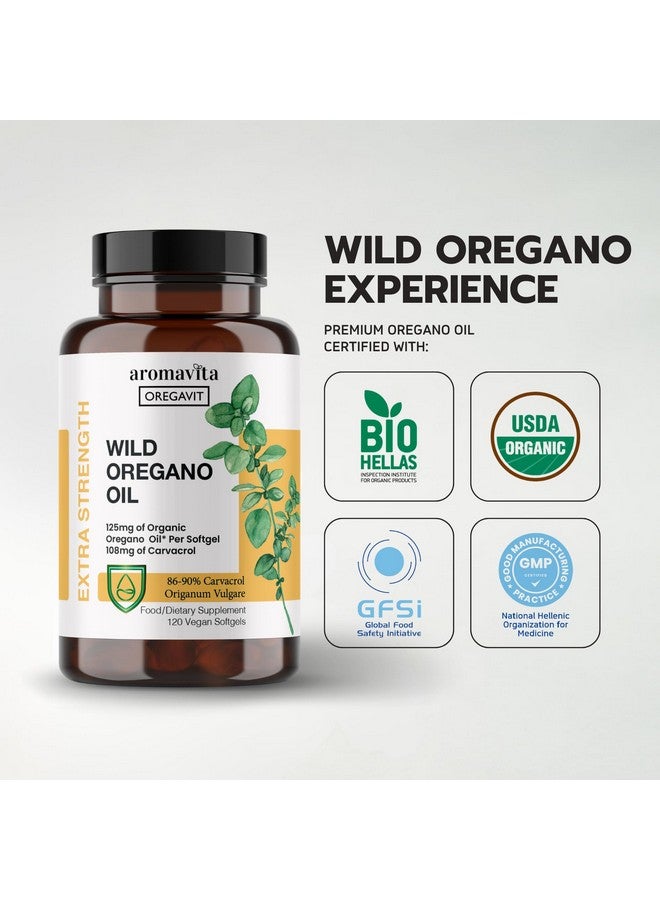 AROMAVITA Vegan Wild Oregano Oil Capsules Organic, 86-90% Carvacrol - 125mg Oil of Oregano per Softgel - Immune and Digestive Support, Natural Antioxidant, Vegan, Non GMO, 120 Capsules - Image 3