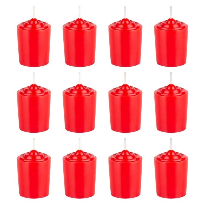 12 pcs Unscented Red Votive Candles Hand Poured Wax Candle 15 Hours 15 Inch x 225 Inch Home Dcor Wedding Receptions Centerpieces Birthdays Celebrations Meditations Holders