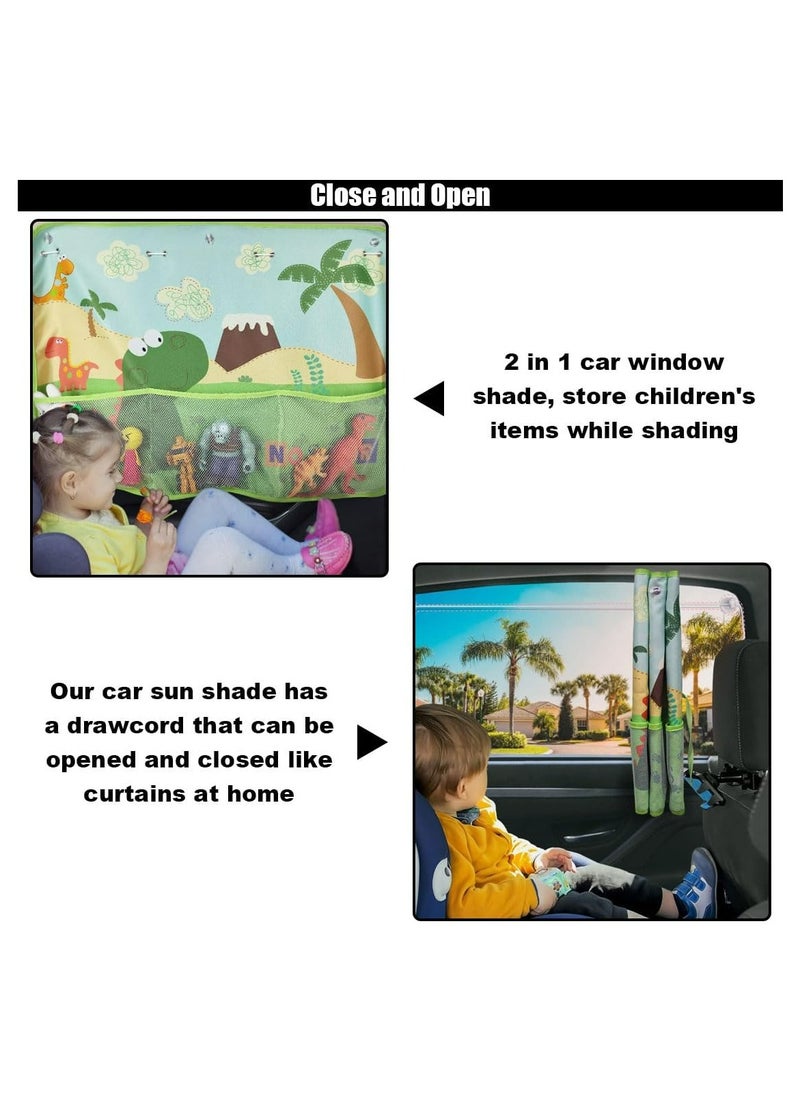 Dominy Car Side Window Sunshades,Window Shades for Car Kids, Strong Suction Cup Three-Layer Car Sun Shade for Side Windows, Cartoon Pattern Car Side Window Sun Shade Cover for Heat And UV Rays Protection (Green dinosaur)  - Image 4