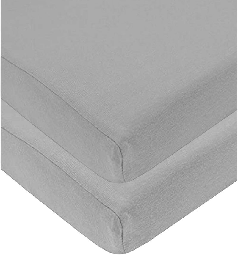 2 x Cot Fitted Sheets 120x60cm - 100% Cotton, Soft breathable baby cot sheets (Gray) - Image 1