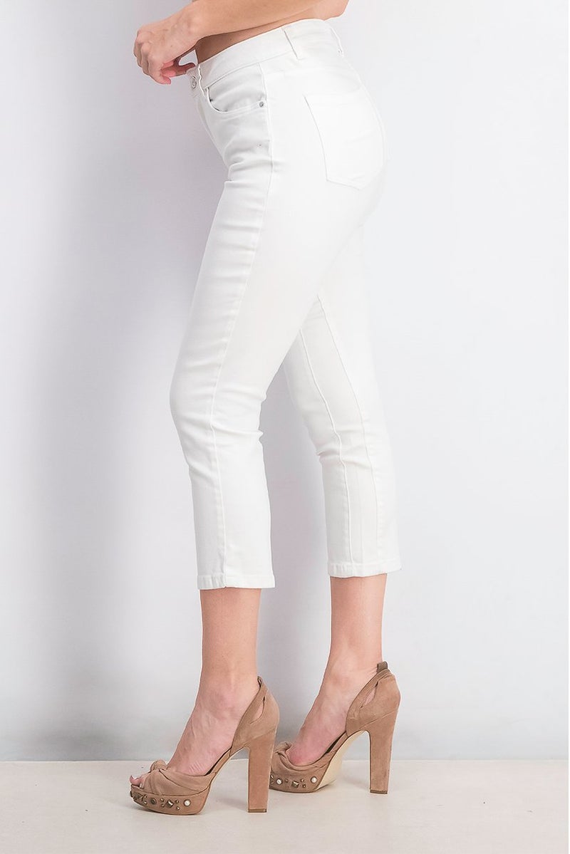 Tchibo Women Plain Straight Fit Stretchable Jeans, White  - Image 3