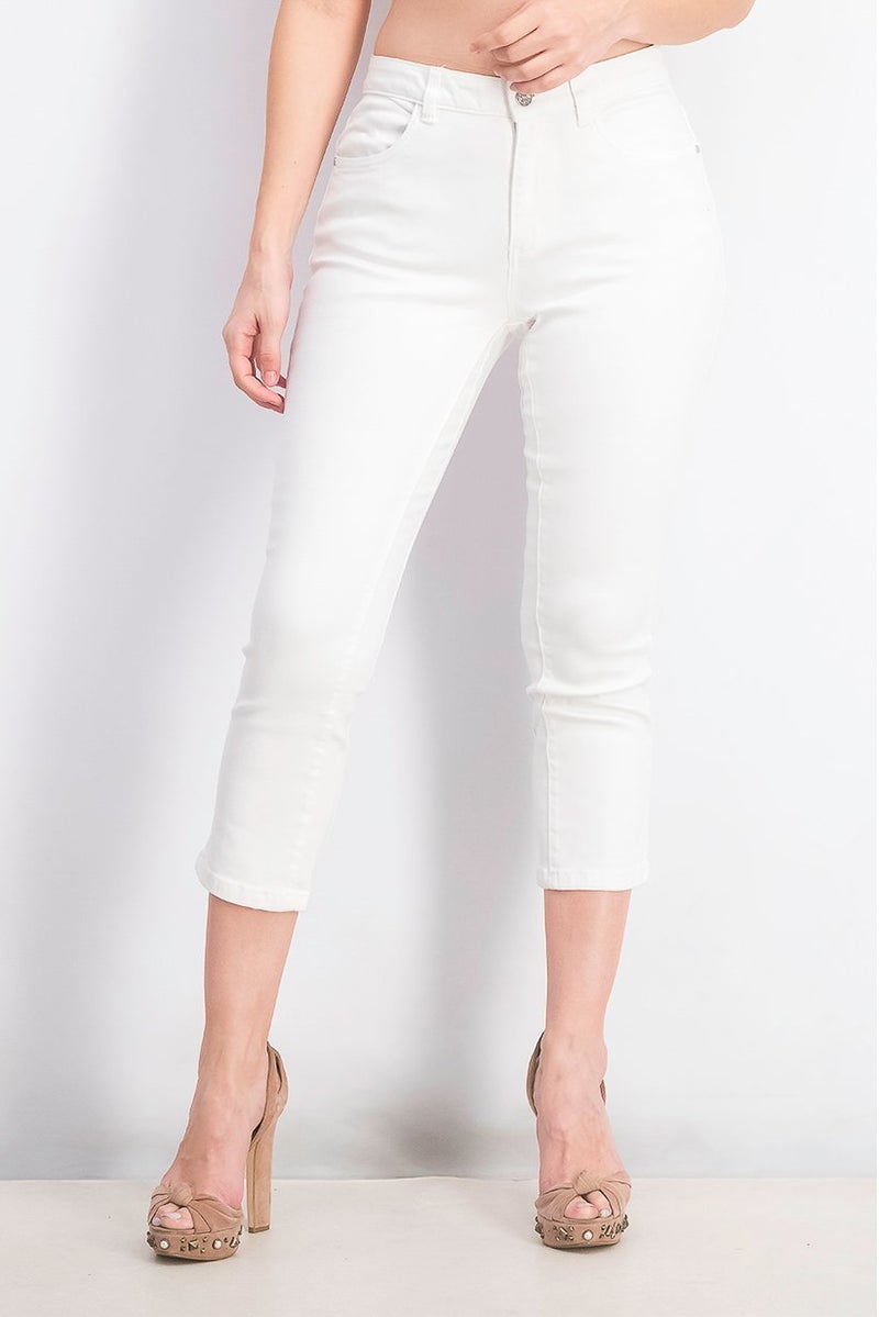 Tchibo Women Plain Straight Fit Stretchable Jeans, White  - Image 1