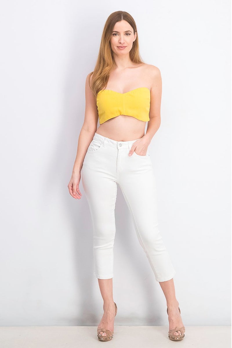 Tchibo Women Plain Straight Fit Stretchable Jeans, White  - Image 2