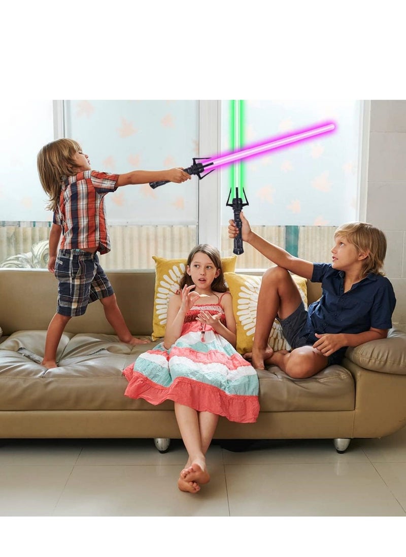SYOSI 2PCS Light Up Saber with Sound, 7 Colors Retractable Light Sabers for Kids, Light Saber Sword Toys for Boys Kids Gift Party Favors, Fashion Cosplay Toy for Adult Kids Sound Force Lightsaber  - Image 2