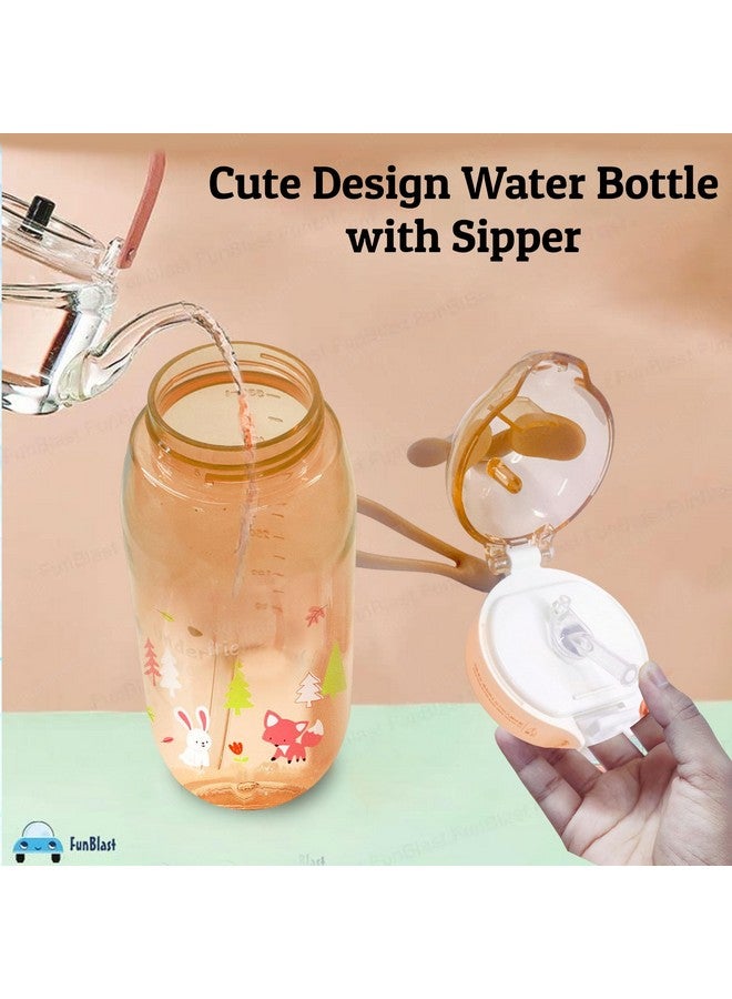 FunBlast Water Bottles for kids, Cute Design Water Bottle with Sipper, Sipper bottle for Kids -Anti-leak Kids Cartoon Water Bottle for Children- 550 ML (Rabbit) - Image 5
