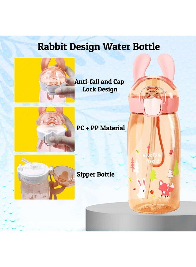 FunBlast Water Bottles for kids, Cute Design Water Bottle with Sipper, Sipper bottle for Kids -Anti-leak Kids Cartoon Water Bottle for Children- 550 ML (Rabbit) - Image 3