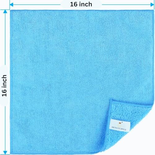 Showstopper Microfiber Cleaning Cloth,12 Pack Cleaning Rag,Cleaning Towels (Blue,40cmX40cm) - Image 2