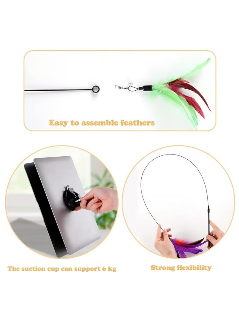 1pc Cat Toys Automatic Interactive Cat Toys,Feather Toys With Suction Cups, Pet Chasing Sports Toys, Can Be Used As Indoor Boredom Cat Toys Also Cat Toys Gift Set (pink) - Image 4