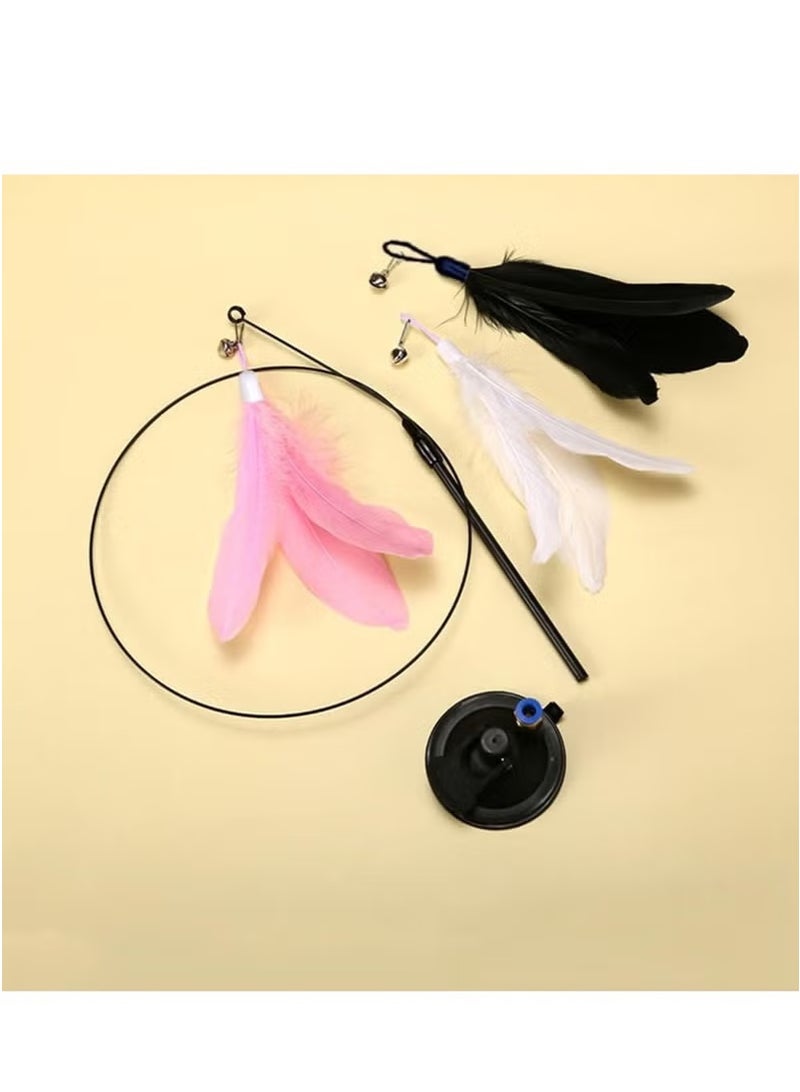 1pc Cat Toys Automatic Interactive Cat Toys,Feather Toys With Suction Cups, Pet Chasing Sports Toys, Can Be Used As Indoor Boredom Cat Toys Also Cat Toys Gift Set (pink) - Image 2