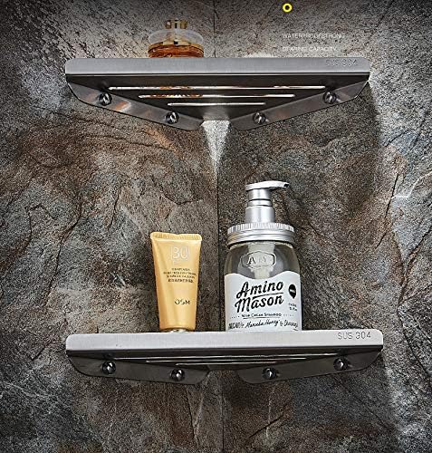 YISMAN Lavatory Bathroom Corner 304 Stainless Steel Shelf Wall Mount Triangular Shower Corner Shelf,Polished - Image 5