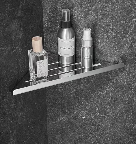 YISMAN Lavatory Bathroom Corner 304 Stainless Steel Shelf Wall Mount Triangular Shower Corner Shelf,Polished - Image 1