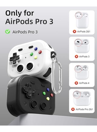 كيس لـ AirPods Pro 3 (2025) مع مقطع قفل آمن، تصميم وحدة تحكم ألعاب قشرة صلبة غطاء واقي مقاوم للصدمات لـ Apple AirPod Pro الجيل الثالث مع مجموعة نظيفة وسلسلة مفاتيح، أبيض - view 2