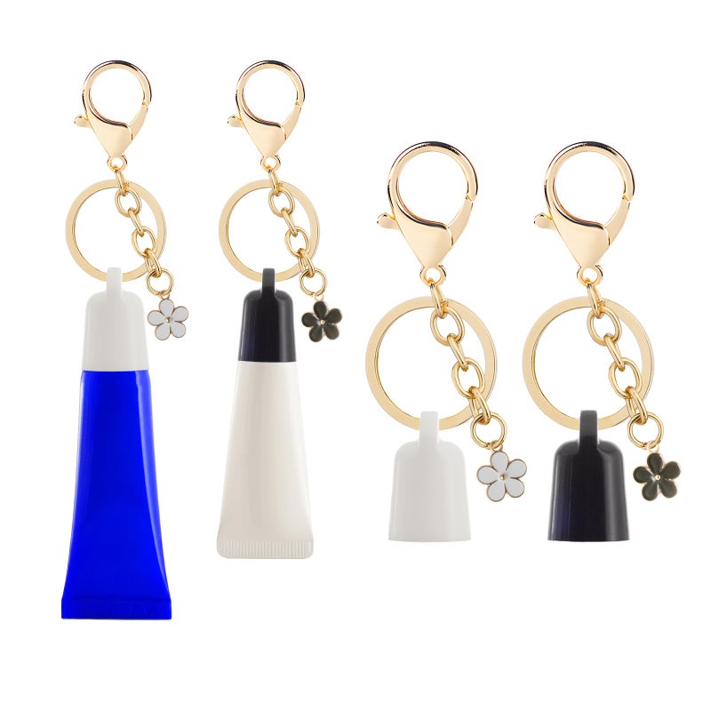 2 PCS Keychain Cap for Aquaphor 0.35 oz Lip Balm, Keychain Holder for Aquaphor Lip Repair-Polypropylene Cap Accessory, Leak-Proof Design with Portable Replacement Cap (2PCS(Black+White))