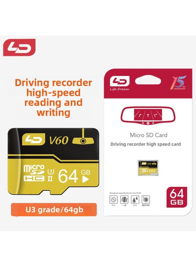 LD Driving Recorder Card 64GB Mobile Phone TF Memory Card Camera Micro Sd High Speed C10 Storage Flash Card-Capacity:64GB