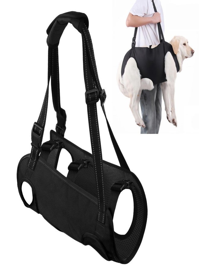 MLLNFUE Dog Carry Sling Emergency Backpack, Adjustable Dog Lift Harness with Leg Support for Senior & Injured Dogs, Arthritis Rehabilitation Pet Carrier for Hiking, Travel & Rescue - Black (Black, X-Large) - Image 2