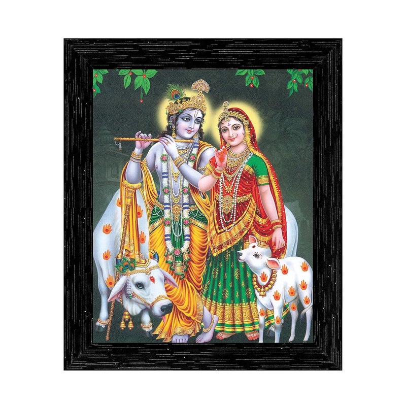 Indianara Indianara Radha Krishna Framed wall Painting with Table Top 2191TTBK 8 ix 6 inch WITH FRAME GLASS