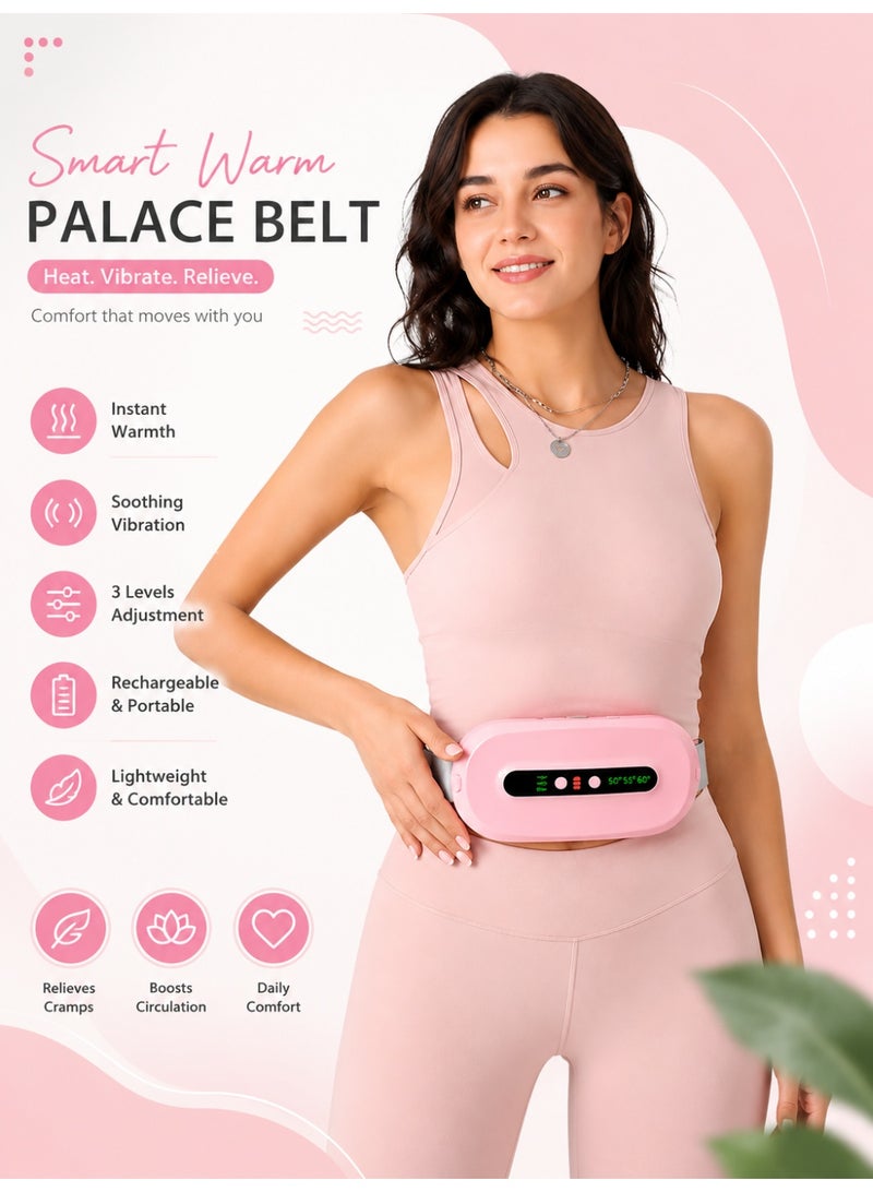 Cordless Period Heating Pad for Women, Rechargeable Menstrual Heating Belt with 3 Heat Levels & 3 Vibration Massage Modes, Portable Electric Waist Warmer for Abdomen, Belly & Lower Back Comfort - Image 3