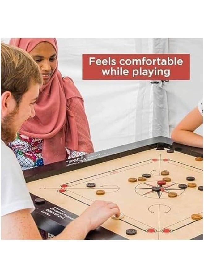 Kovar Carrom Board - Wooden Board for Family Games and Competitions, Premium Surface, Durable Design with Coins and Striker (18x18cm) - Image 2