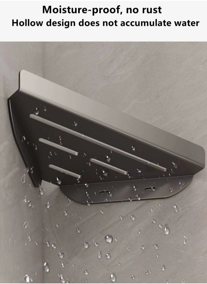 Kutis 2-Pieces Bathroom Shelf Shower Shampoo Soap Organizer Wall Mounts Storage Rack With Towel Rack Black 30.5x23x7.8 cm  - Image 3