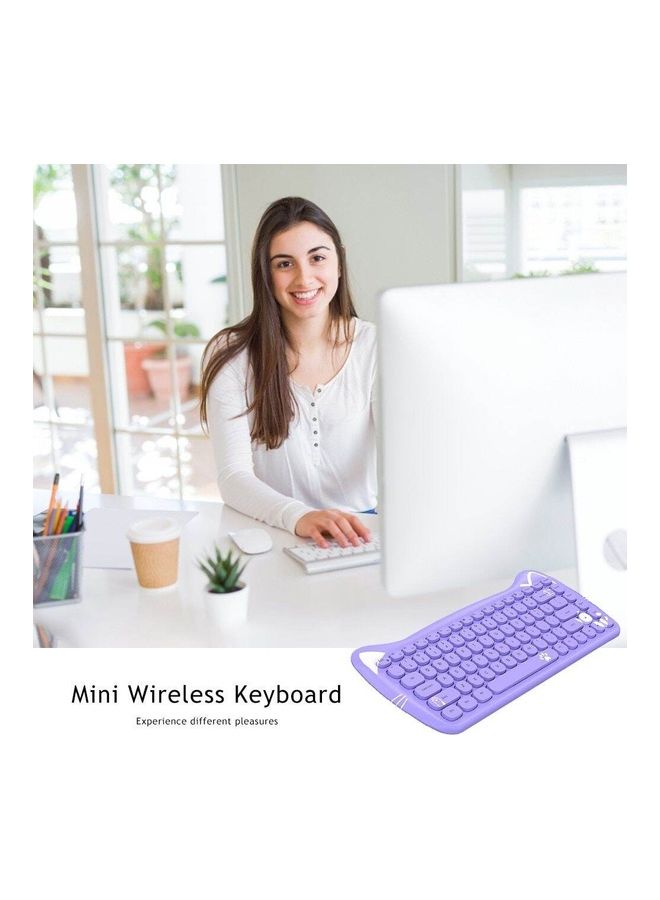 A3060 - Cute Cat Purple PC Wireless Keyboard and Mouse Set USB, Retro Typewriter Round Key caps 65 percent, Small Cordless Aesthetic Mouse, Compatible Mac Laptop Computer for office game Cute Cat Pu - Image 3