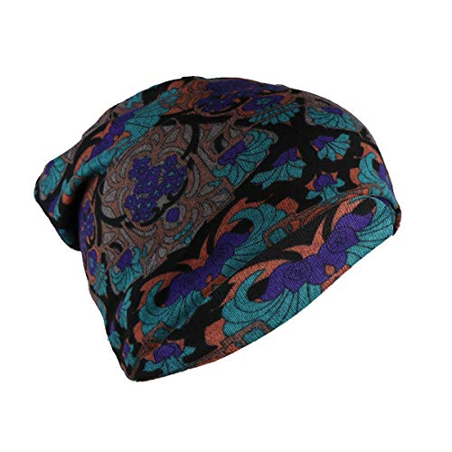 iSWEVEN Cotton Slouchy Beanie and Skull Cap for Summer, Winter, Autumn & Spring Season, Can be Used as a Helmet Cap Too - Free Size (7042A, Multicolor) - Image 2