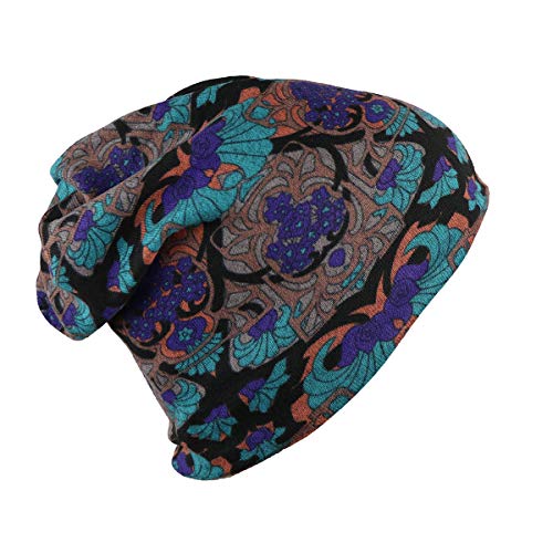 iSWEVEN Cotton Slouchy Beanie and Skull Cap for Summer, Winter, Autumn & Spring Season, Can be Used as a Helmet Cap Too - Free Size (7042A, Multicolor) - Image 1