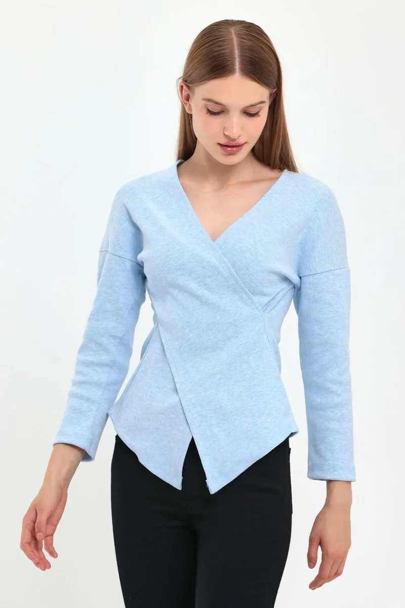 الكسندر جاردي Double Breasted Cross Collar Blouse (B22-301A)