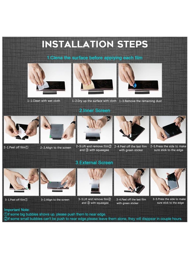 KASTWAVE - Screen Protector for Samsung Galaxy Z Fold 4 5G, Full Coverage HD Clear Film Anti-Bubble Touch Sensitive Easy Install Anti Scratch Soft Protective 3 Set - Image 1