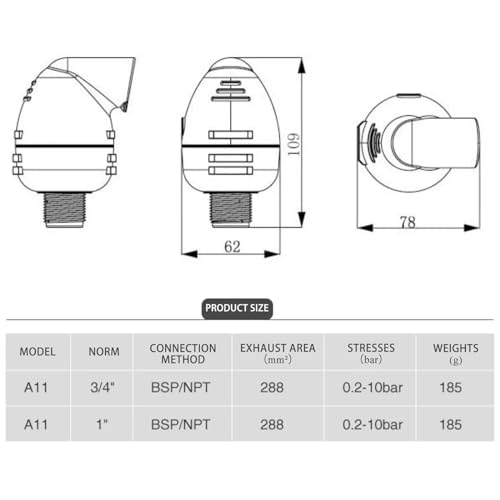 CBTLYSK 3/4 Inch Air Release Valve, Automatic Continuous Air Vent, Exhaust Vacuum ValveAgricultural Systems Piping Equipment - Image 4