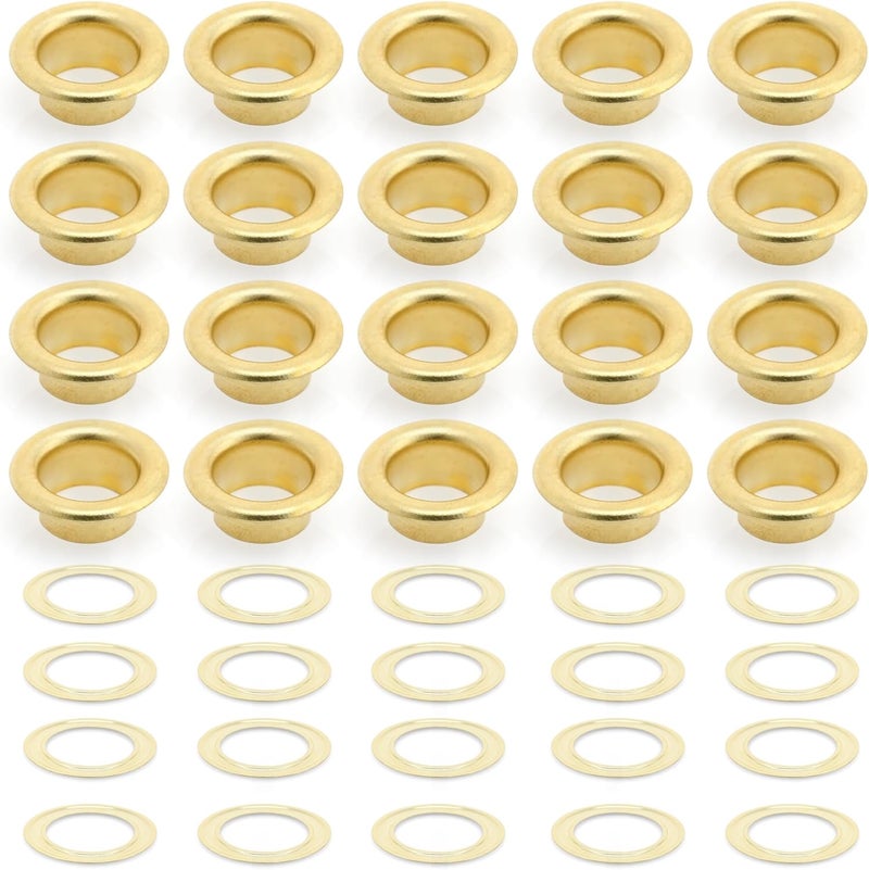 CRAFTMEMORE 3/16" (5MM) Hole Size Metal Grommets Eyelets with Washers for Bead Cores, Clothes, Leather, Canvas (300 Sets, Gold) - Image 2