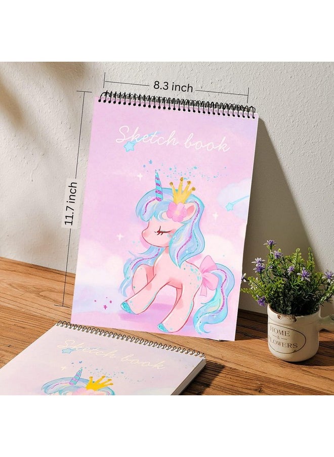 Mr. Pen - Mr Pen Cute Unicorn Sketch Book A4 Size, Spiral Bound Sketchpad, Sketching and Drawing Paper, 100 Pages, 100 GSM, (8.3 x 11.7 inches) (Design 2) - Image 1
