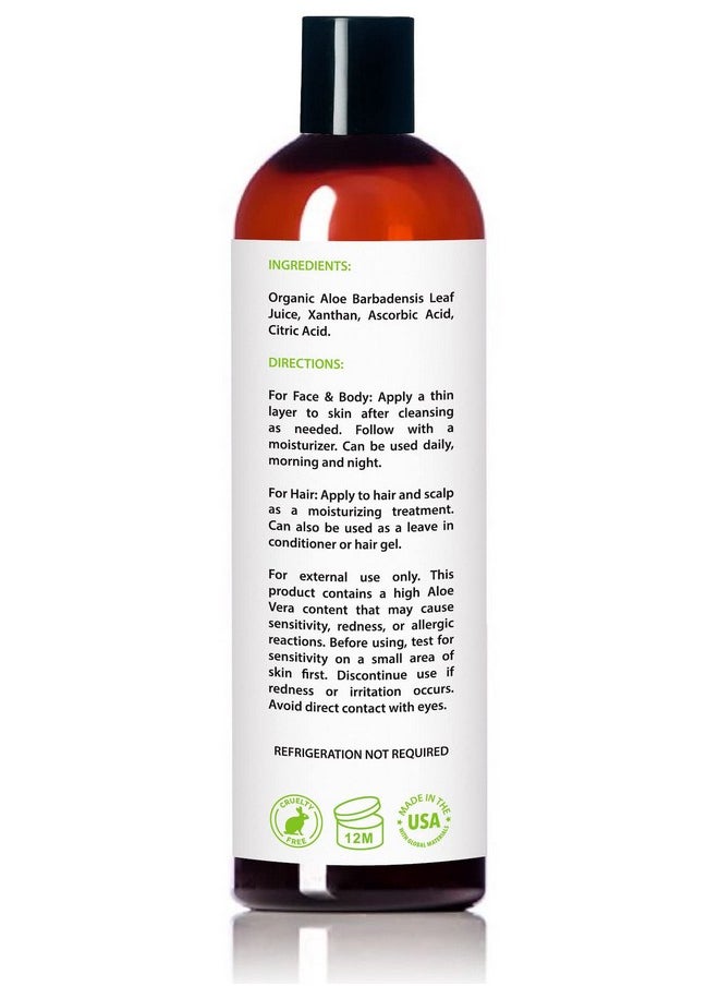 Amara Beauty USDA Organic Aloe Vera Gel - For Face, Body, Hair - 100% Pure, After Sun Care  - Image 3