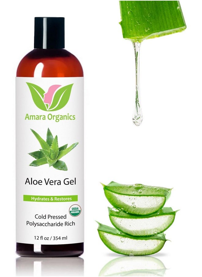 Amara Beauty USDA Organic Aloe Vera Gel - For Face, Body, Hair - 100% Pure, After Sun Care  - Image 1
