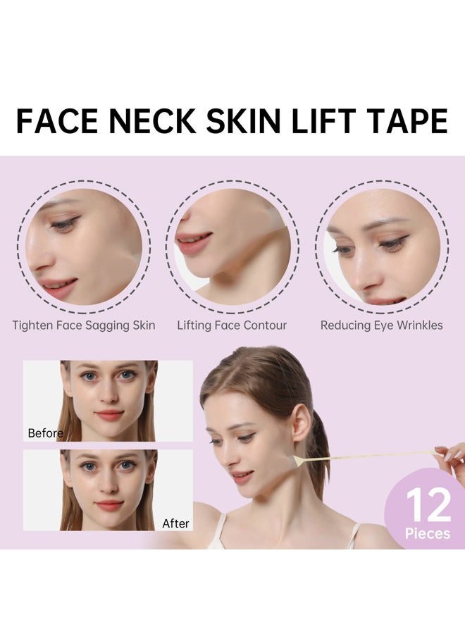 Face Lift Tape, Face Lift Sticker Ultra-thin Invisible Face Tape for Instant Face, V-face Neck and Eye Lift (4pcs Elastic Bands 20pcs Replacement Tapes) - Image 4