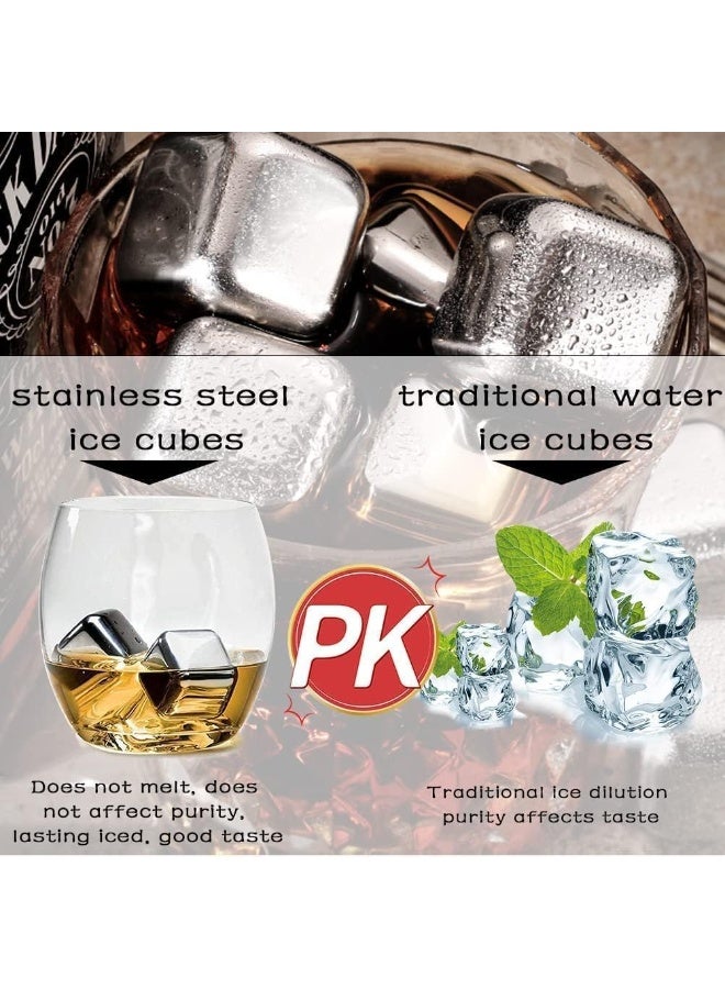 8 Pcs Whiskey Stones, Stainless Steel Ice Cubes, Reusable Beverage Chilling Rocks, Quickly Cool Down Drink, for Scotch, Bourbon, Drinking Gift for Men Dad Husband - Image 3