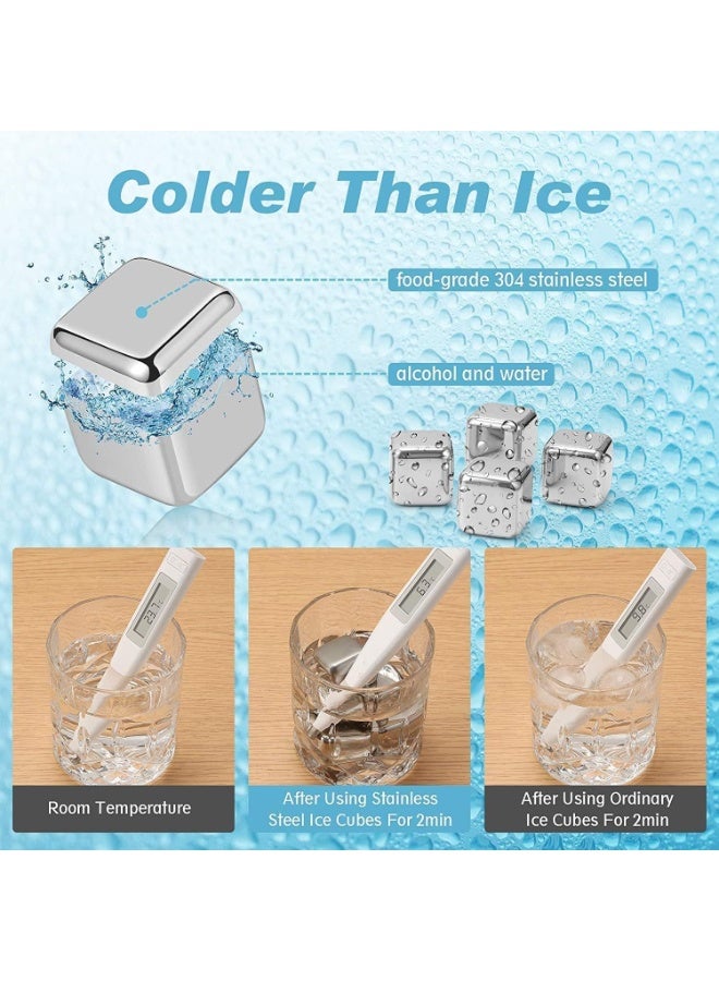 8 Pcs Whiskey Stones, Stainless Steel Ice Cubes, Reusable Beverage Chilling Rocks, Quickly Cool Down Drink, for Scotch, Bourbon, Drinking Gift for Men Dad Husband - Image 5