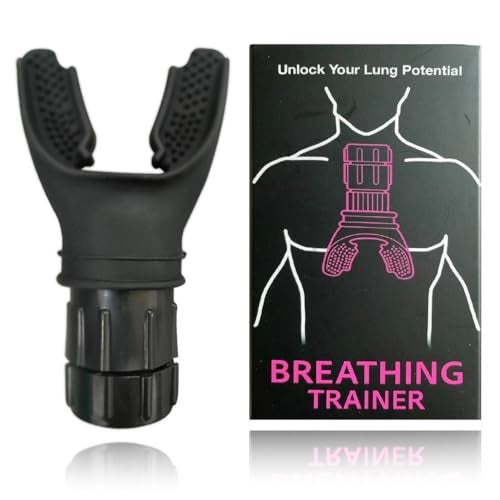 Cozeasy Breathing Trainer Portable Respiratory Muscle Trainer with Adjustable Resistance Compact Lung Exercise Device Detachable for Easy Cleaning Black