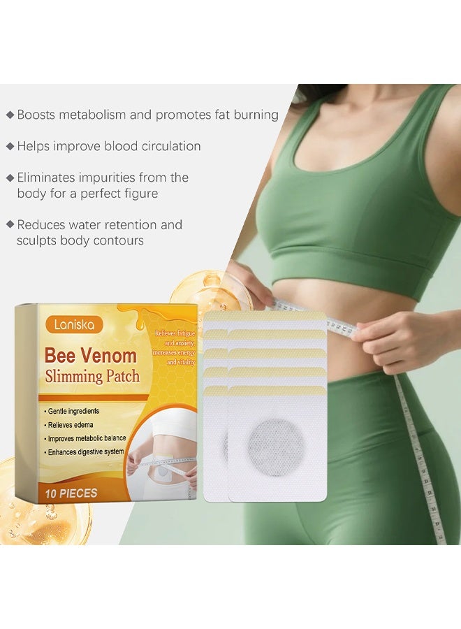 LANISKA 10 Patches Bee Venom Slimming Patch, Weight Loss Patches, Slimming Patch Belly Patch, Help Detoxify Toneand Tighten Skin,Toning Contouring Firming, Thin Pa-tch Navel Stick Burning Fat Weight Loss For Body Beauty, Sweatproof Belly Pa-Tches - Image 3
