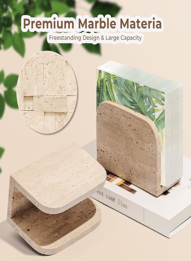 WORHE Travertine Napkin Holder for Table, Natural Stone Standing Napkin Dispenser for Cocktail Tissue & Paper for Dining, Kitchen Countertop Organizer All Dining Room & Home Decor Beige (WH083) - Image 5