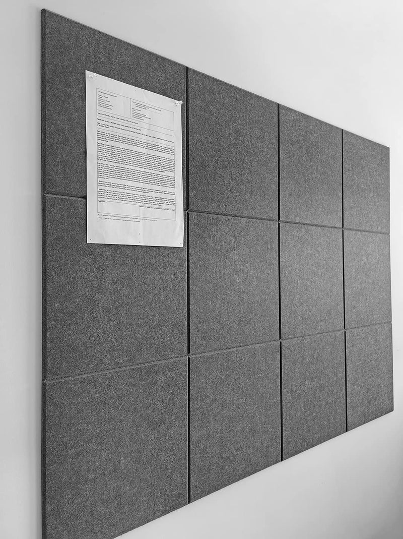 DECORITA Large Cork Board Alternative - 47"x35" 12 Pack Felt Wall Tiles with Safe Removable Adhesive Tabs, Cork Boards for Walls Cork Board for Office Pin Board Tack Board Cork Board 48 x 36 - Gray - Image 1
