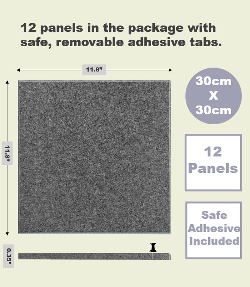 DECORITA Large Cork Board Alternative - 47"x35" 12 Pack Felt Wall Tiles with Safe Removable Adhesive Tabs, Cork Boards for Walls Cork Board for Office Pin Board Tack Board Cork Board 48 x 36 - Gray - Image 3