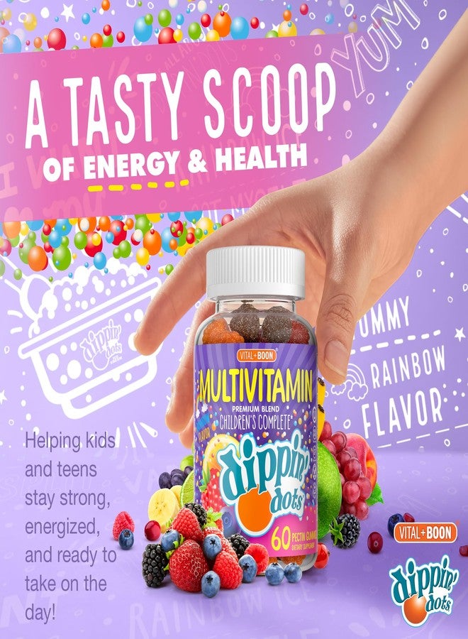 Vital+Boon Dippin' Dots - Multivitamin Gummies for Kids Rainbow Fruit Flavor Complete Multivitamin Chewy Gummies Vitamin A, B, C, D3, E, B6, Zinc - 60 Count - Image 4