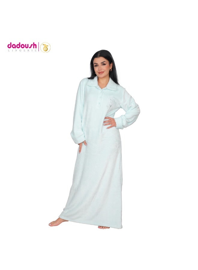 دعدوش  عباية نسائية طويلة قطيفة مطرز، ثوب نوم شتوي  مبهر ، قميص نوم ناعم بقصة مستقيمة  من دعدوش - Image 1
