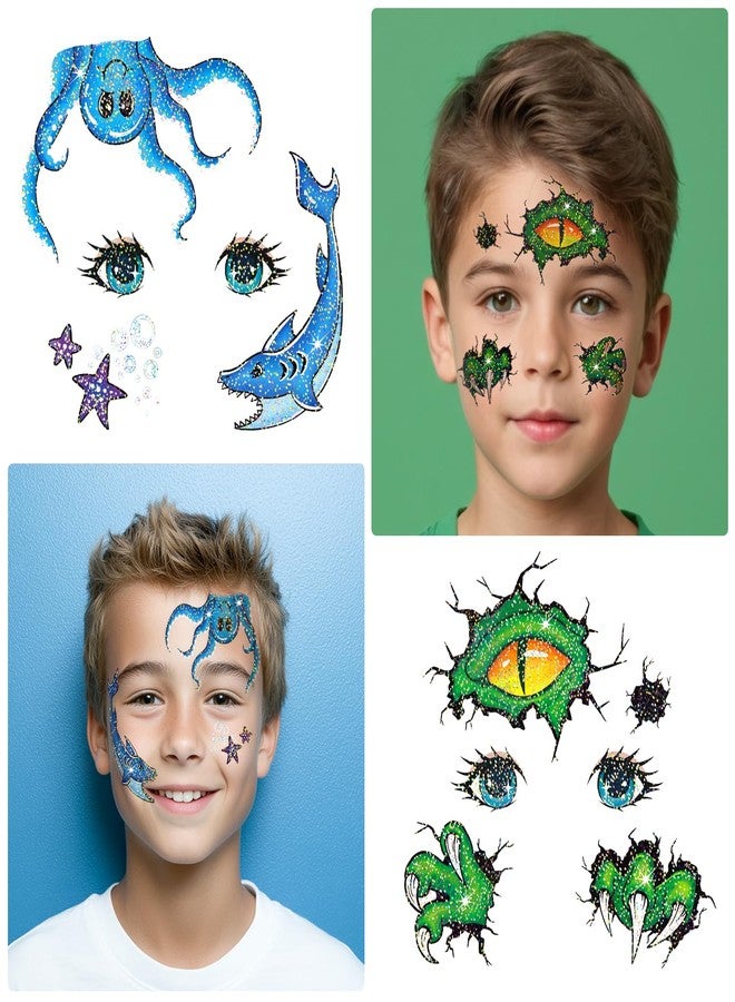 Leesgel 24 Sheets Glitter Face Tattoos for Kids - Face Paint Tattoos for Boys Girls Birthday, Party Favors, Prizes for Kids Classroom, Trick or Treat, Goodie Bag Stuffers, Stocking Stuffers and Gifts - Image 4