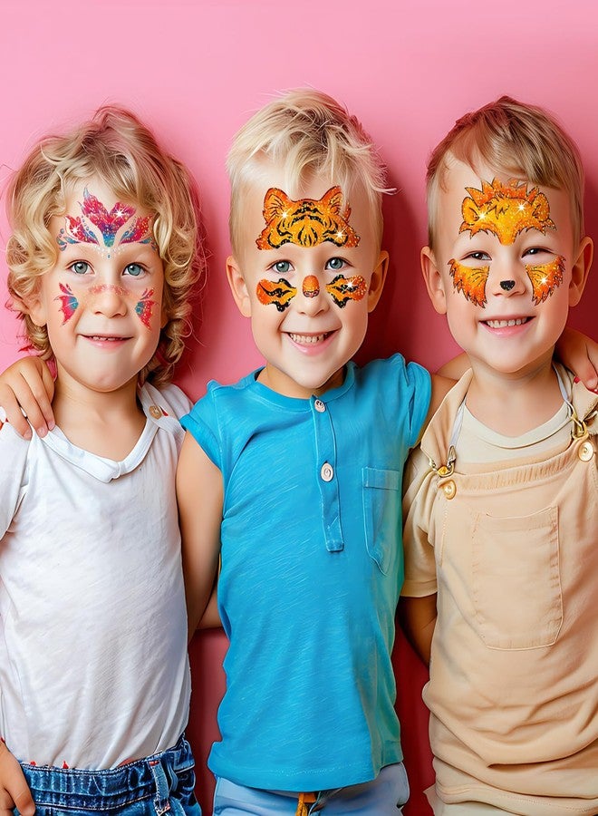 Leesgel 24 Sheets Glitter Face Tattoos for Kids - Face Paint Tattoos for Boys Girls Birthday, Party Favors, Prizes for Kids Classroom, Trick or Treat, Goodie Bag Stuffers, Stocking Stuffers and Gifts - Image 3