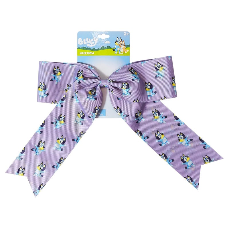 LUV HER Bluey Hair Bows For Girls  One Large Printed Hair Bow Featuring your Favorite Bluey Characters  Alligator Clip  Large Bows for Daily Styling or Special Occasions Ages 3