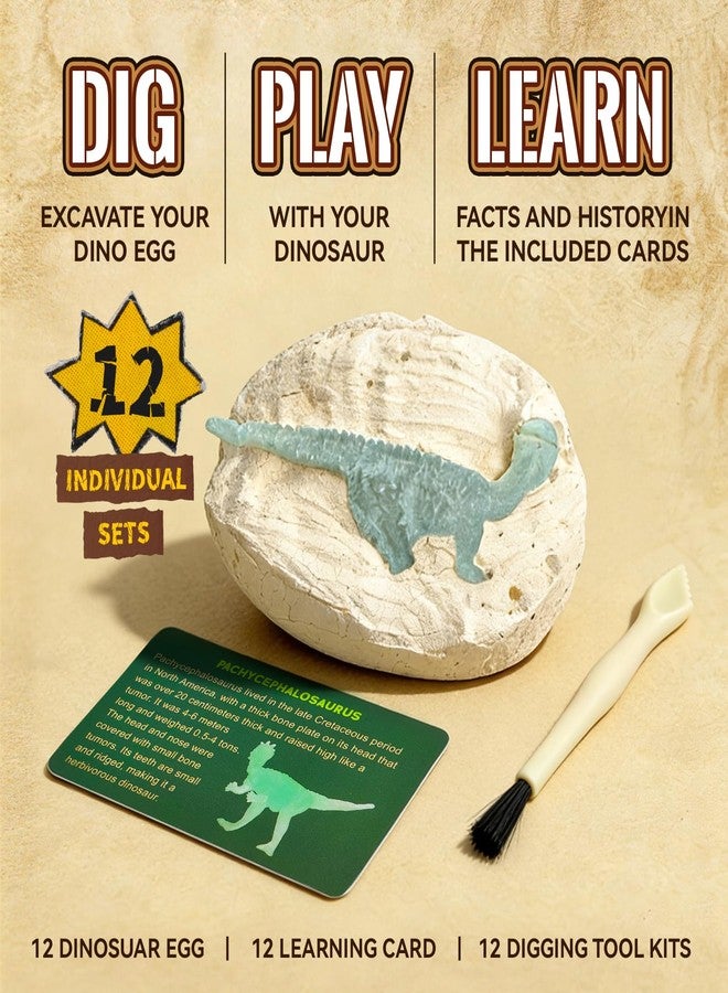 VICHTOP Dinosaur Egg Excavation Dig Kit for Kids - 12Pack Easter Basket Stuffers, Glow in The Dark Dino Easter Eggs, Dinosaur Toys Easter Gift for 3 4 5 6 7 8 Year Old - Image 4