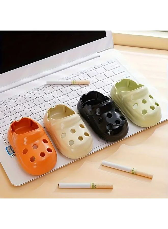 Orange Modern Transparent Plastic Ashtray with Butt Slot for Home Office Outdoor Use - Image 1